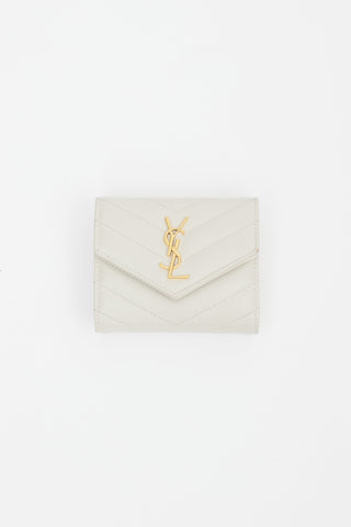 Beige & Gold Cassandre Leather Wallet