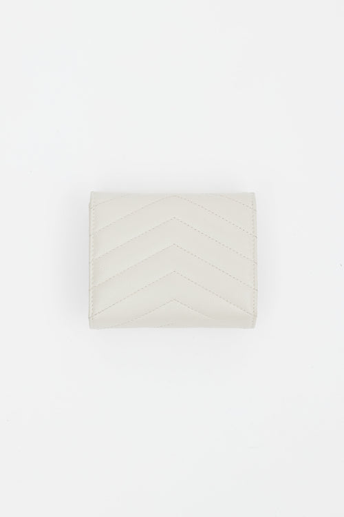 Beige & Gold Cassandre Leather Wallet