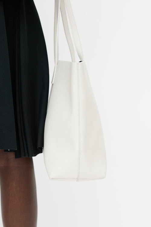 Saint Laurent White Leather Shopping Tote