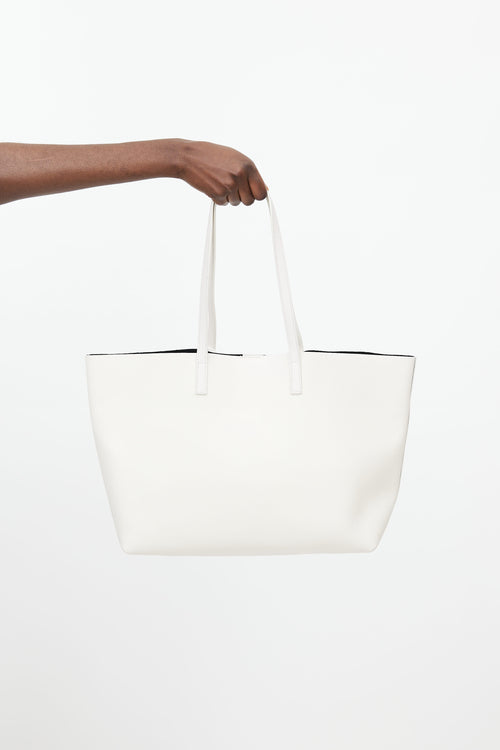 Saint Laurent White Leather Shopping Tote