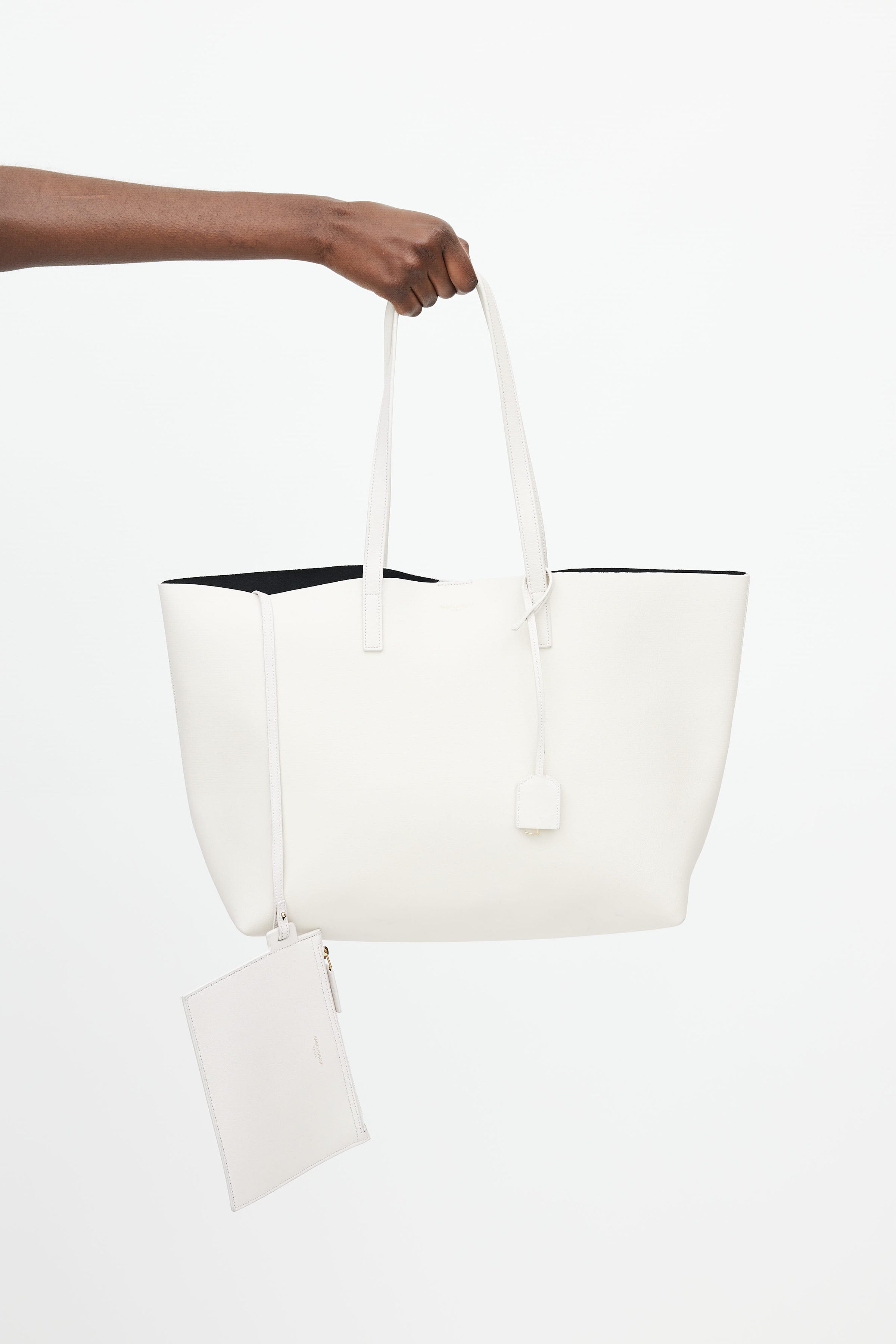 White Saint Laurent E/W Shopping Tote – Designer Revival
