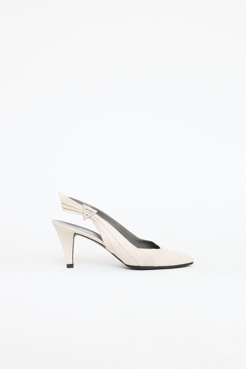 Saint Laurent 1985 Leather Wing Slingback Pump