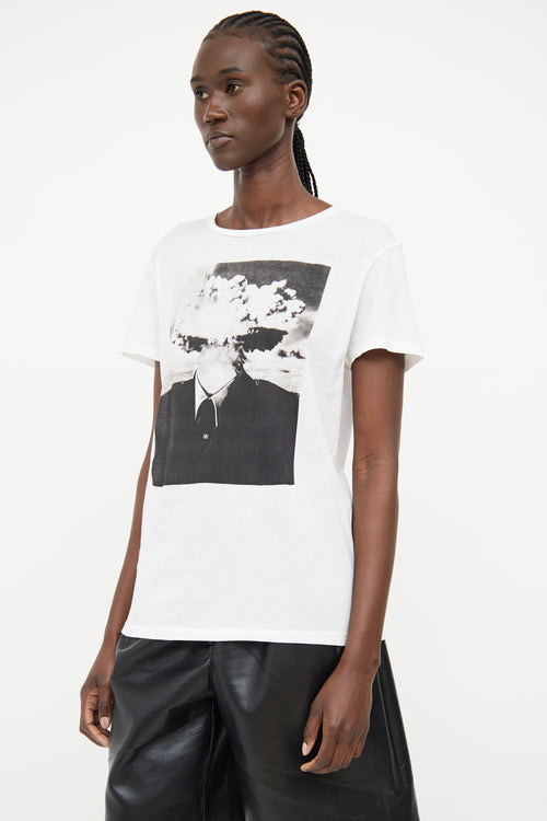 Saint Laurent White Chest Graphic T-shirt