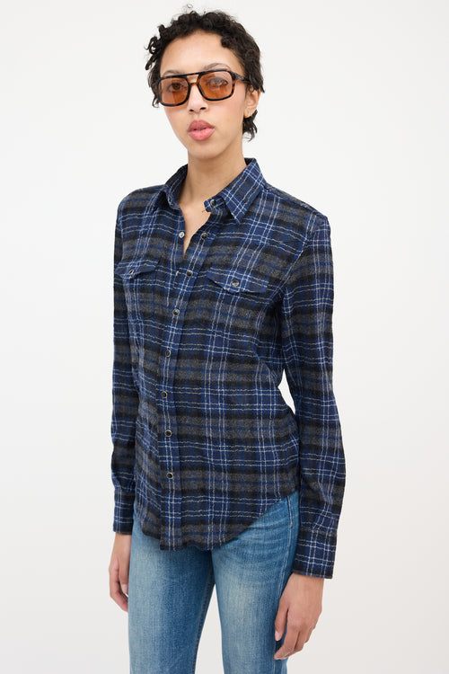 Saint Laurent Wool Tartan Flannel Shirt