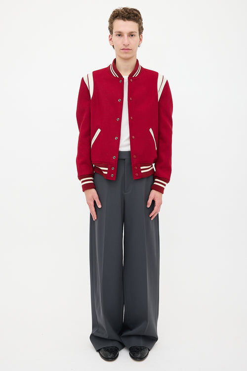 Saint Laurent Wool Teddy Varsity Jacket