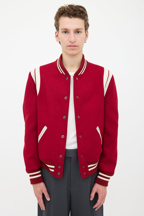 Saint Laurent Wool Teddy Varsity Jacket
