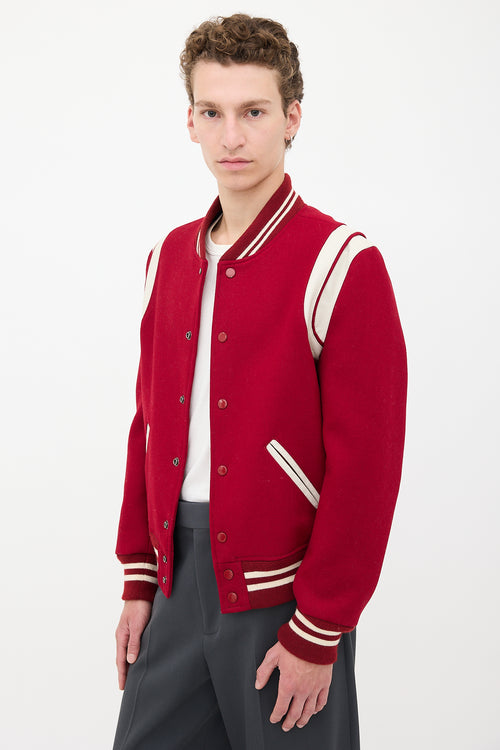Saint Laurent Wool Teddy Varsity Jacket