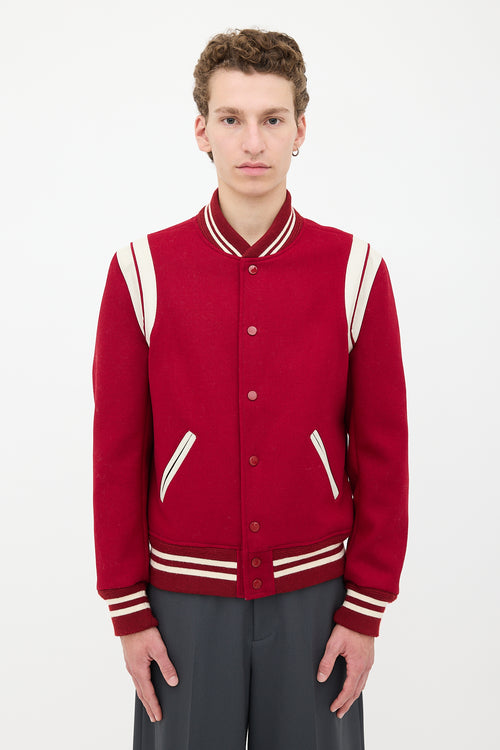 Saint Laurent Wool Teddy Varsity Jacket