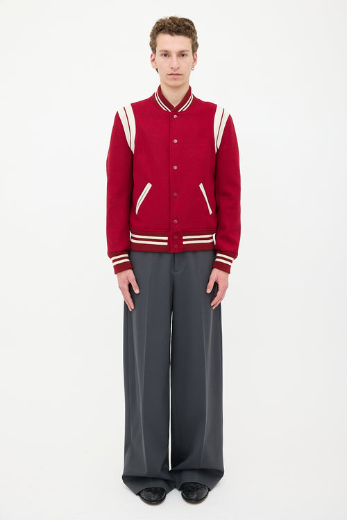 Saint Laurent Wool Teddy Varsity Jacket