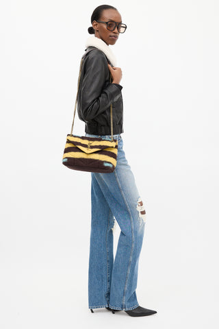 Saint Laurent Yellow & Brown Wool Loulou Puffer Small Bag