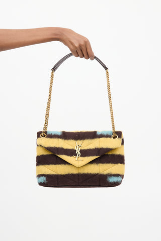 Saint Laurent Yellow & Brown Wool Loulou Puffer Small Bag