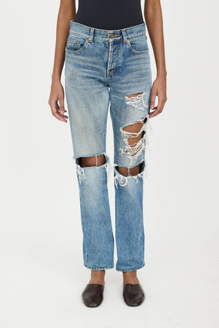 Saint Laurent D18 Distressed Slim Jeans
