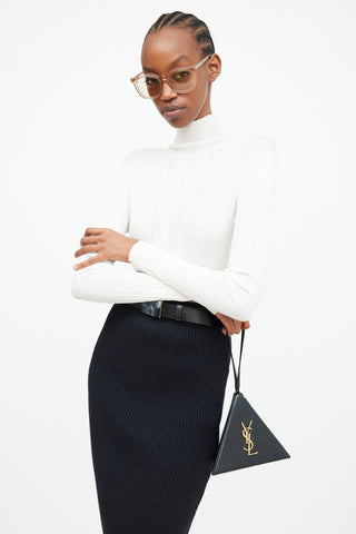 Saint Laurent 2018 Black & Gold Pyramid Cassandre Clutch