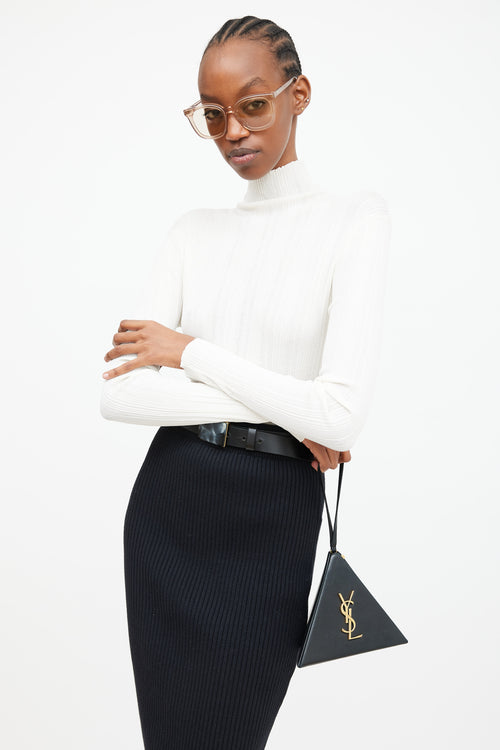 Saint Laurent 2018 Black & Gold Pyramid Cassandre Clutch
