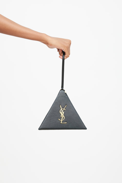 Saint Laurent 2018 Black & Gold Pyramid Cassandre Clutch