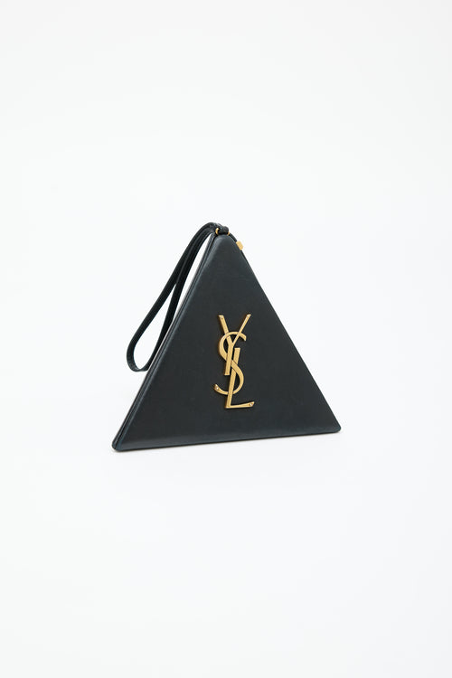 Saint Laurent 2018 Black & Gold Pyramid Cassandre Clutch