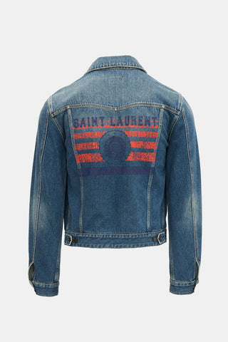 Saint Laurent 2018 Denim Stripe Logo Jacket