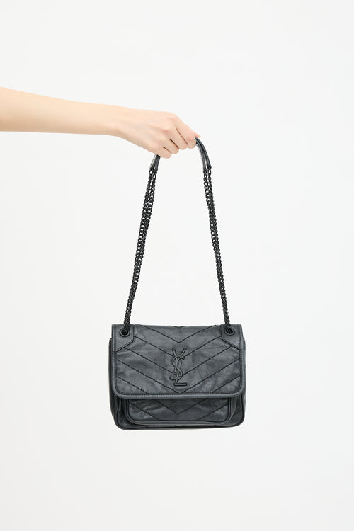 Saint Laurent 2019 Crinkled Leather Niki Baby Bag