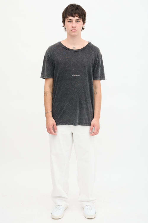 Saint Laurent Acid Wash Logo T-Shirt