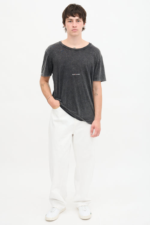 Saint Laurent Acid Wash Logo T-Shirt