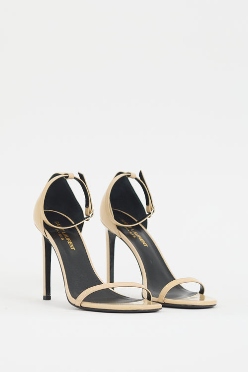 Saint Laurent Beige Patent Leather Jane Heel