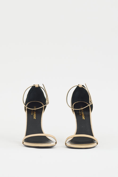 Saint Laurent Beige Patent Leather Jane Heel