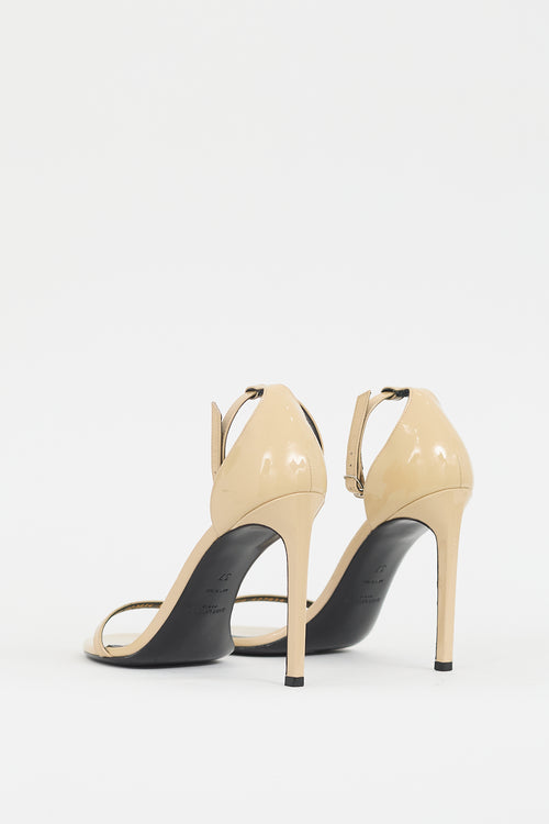 Saint Laurent Beige Patent Leather Jane Heel