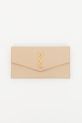 Saint Laurent Beige Leather Uptown Long Wallet