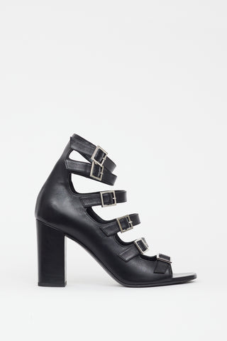 Saint Laurent Black Babies Cut Out Leather Sandal