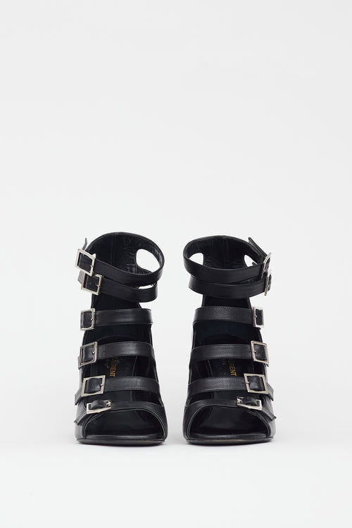 Saint Laurent Black Babies Cut Out Leather Sandal