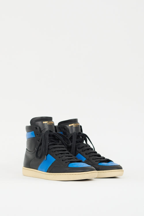 Saint Laurent Black & Blue Leather SL10H Sneaker