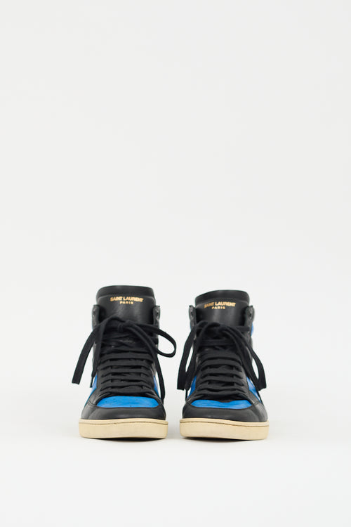 Saint Laurent Black & Blue Leather SL10H Sneaker