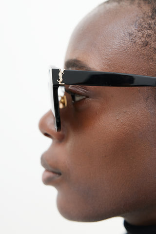 Saint Laurent Black & Gold SLM39 Logo Sunglasses