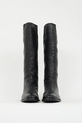 Saint Laurent Black Leather Chelsea Knee High Boot