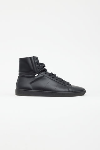 Saint Laurent Black Leather High Top Sneaker