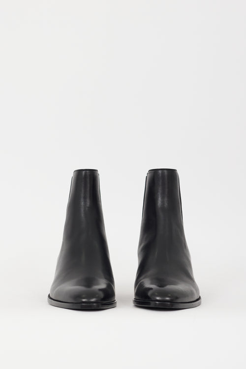 Saint Laurent Black Leather Pointed Toe Chelsea Boot