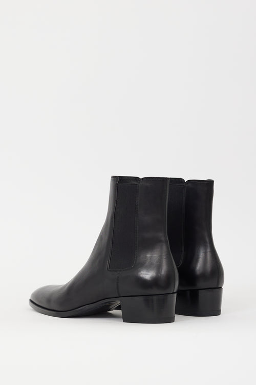 Saint Laurent Black Leather Pointed Toe Chelsea Boot