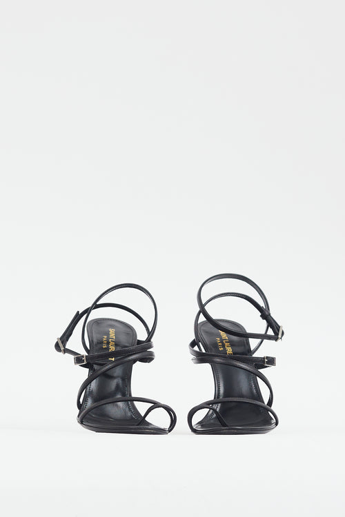 Saint Laurent Black Leather Strappy Heel