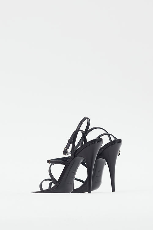 Saint Laurent Black Leather Strappy Heel