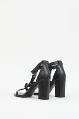Saint Laurent Black Leather Studded Heel