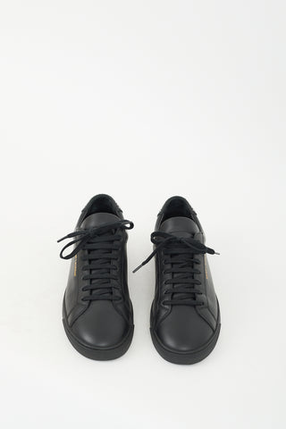 Saint Laurent Black Leather Andy Studded Heel Sneaker