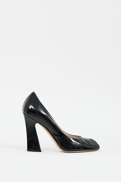 Saint Laurent Black Patent Leather Peep Toe Pump