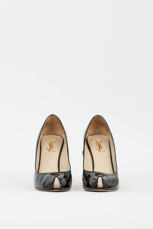 Saint Laurent Black Patent Leather Peep Toe Pump