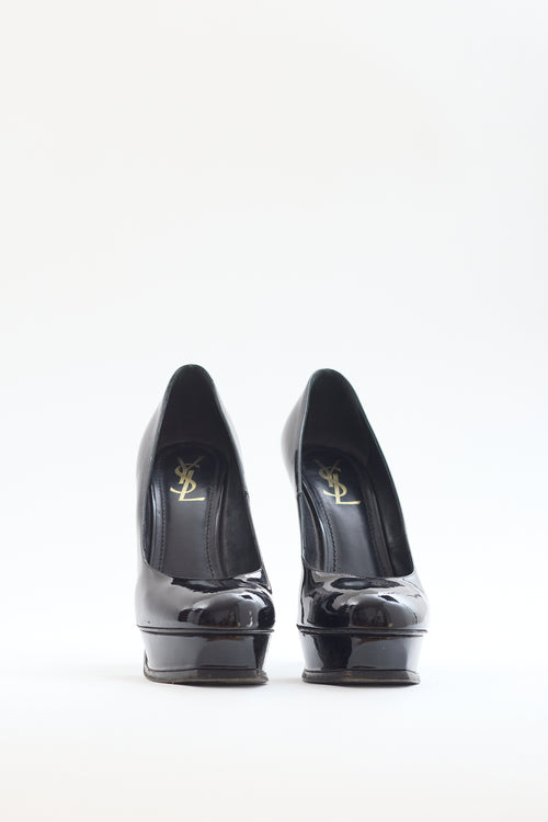 Saint Laurent Black Patent Leather Platform Pump