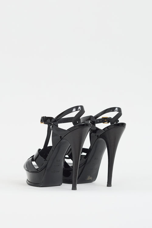 Saint Laurent Black Patent Leather Tribute Platform Heel