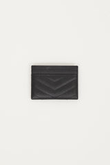 Saint Laurent Black & Silver Embossed Leather Cassandre Matelassé Cardholder
