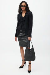 Saint Laurent Black & Silver Le 5 a 7 Medium Rhinestone Bag