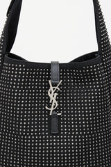 Saint Laurent Black & Silver Le 5 a 7 Medium Rhinestone Bag