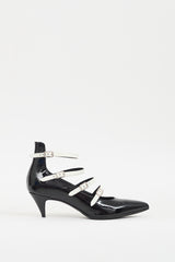 Saint Laurent Black & White Patent Strappy  Pump
