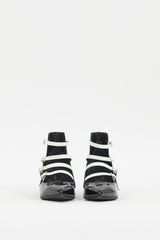 Saint Laurent Black & White Patent Strappy  Pump